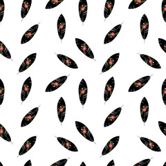 vector seamless pattern pen and retro flowers