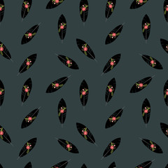 vector seamless pattern pen and retro flowers