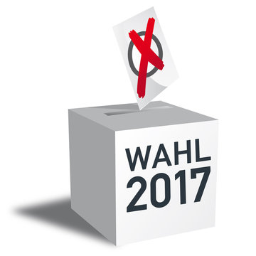 Wahl 2017, Bundestagswahl, Wahlurne und Stimmzettel