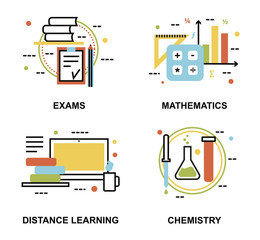 Set of education concepts, exams and distance learning process