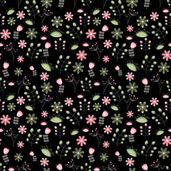 seamless pattern with flowers in retro style