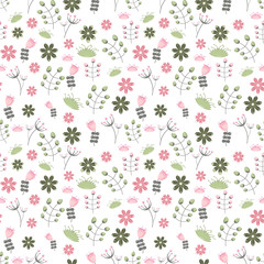 seamless pattern with flowers in retro style