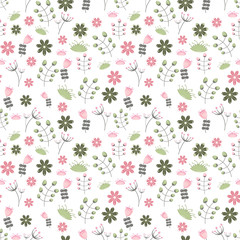 seamless pattern with flowers in retro style