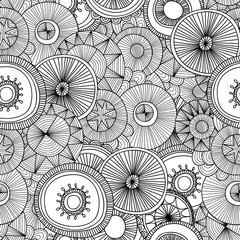 Doodle black and white abstract hand drawn vector background. Wavy zentangle style seamless pattern.