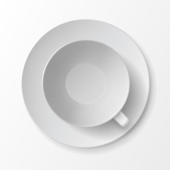 Vector Cup Mug Top View on White Background