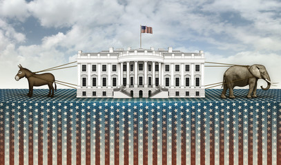 Donkey and Elephant Tug of War for the White House