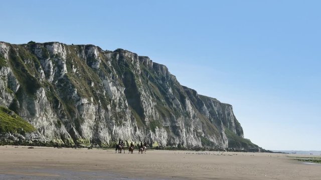 chevaux sur la plage du Blanc nez