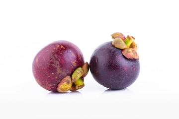 Mangosteen fruit on white background