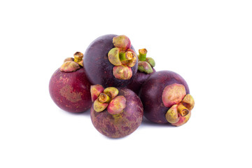 Mangosteen fruit on white background
