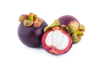 Mangosteen fruit on white background