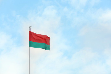 Flag of Belarus on sky background