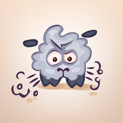 Vector  Illustration  with cartoon angry sheep.