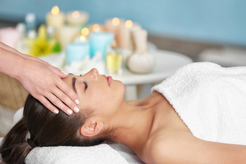 Beautiful young girl in spa salon