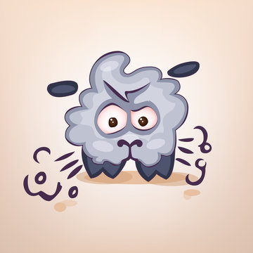 Vector  Illustration  With Cartoon Angry Sheep.