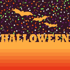 Halloween gradient background with bats and randomly geometric forms