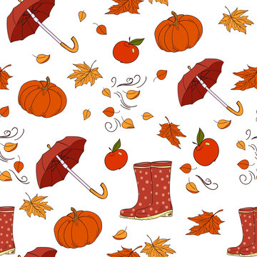 Seamless pattern with autumn elements