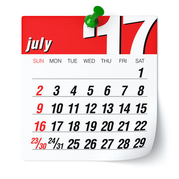 July 2017 - Calendar