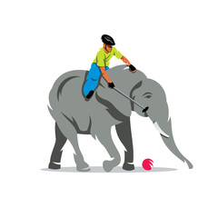 Vector Elephant polo Cartoon Illustration. - 120069574