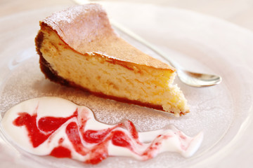 Delicious cake on plate, closeup