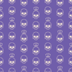 seamless purple skulls and crowns