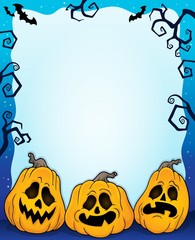 Outlined pumpkins Halloween frame 2