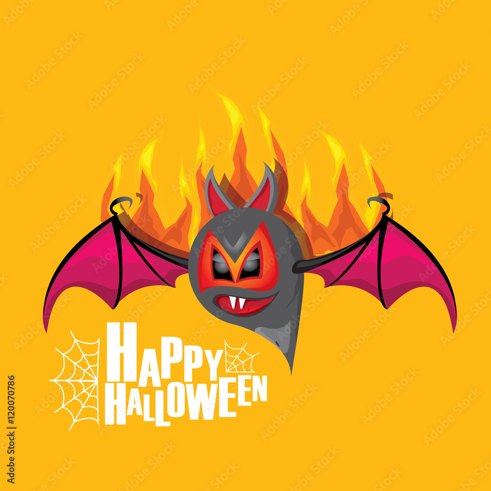 Wall mural happy halloween vector background with bat