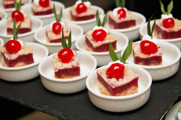 Mini tarts  cherries decorated cherry