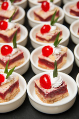 Mini tarts  cherries decorated cherry