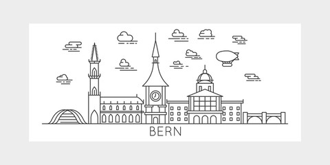 Bern, Switzerland, city vector illustration