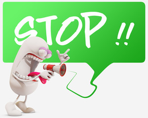 3d cartoon character screaming 