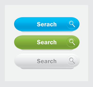 Set of vector web interface oval buttons. Search.