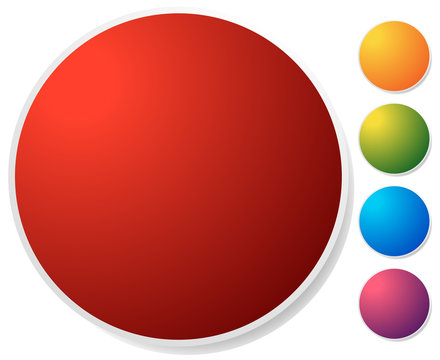Empty circle button, icon background in 5 vibrant colors. Generi