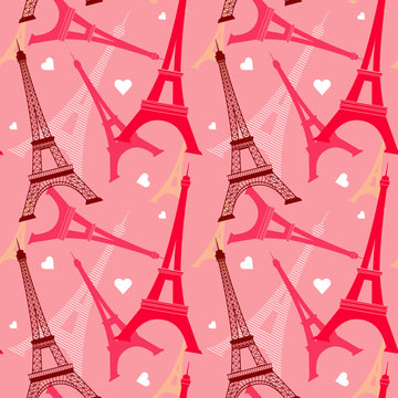 Seamless vector pattern with eiffel tower
