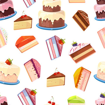 Cake vector seamless background