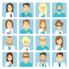 Doctor and nurse flat vector avatars