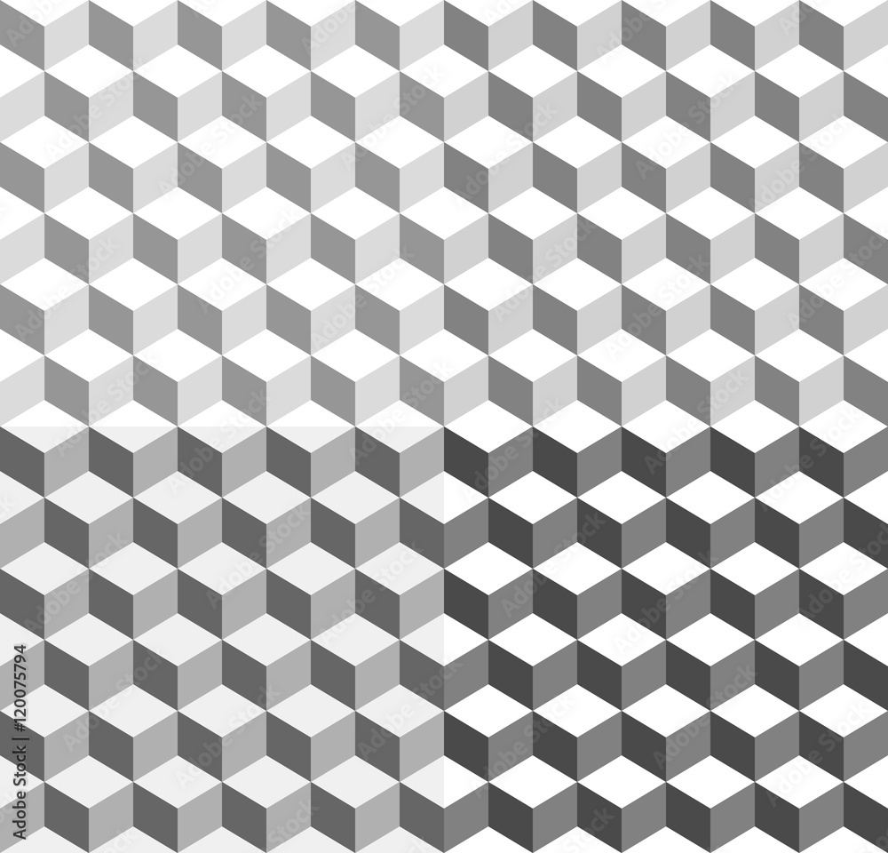 Poster 3d cubes tricolor geometric background - seamlessly repeatable