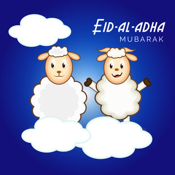 Eid-ul-adha greeting card with sheep.