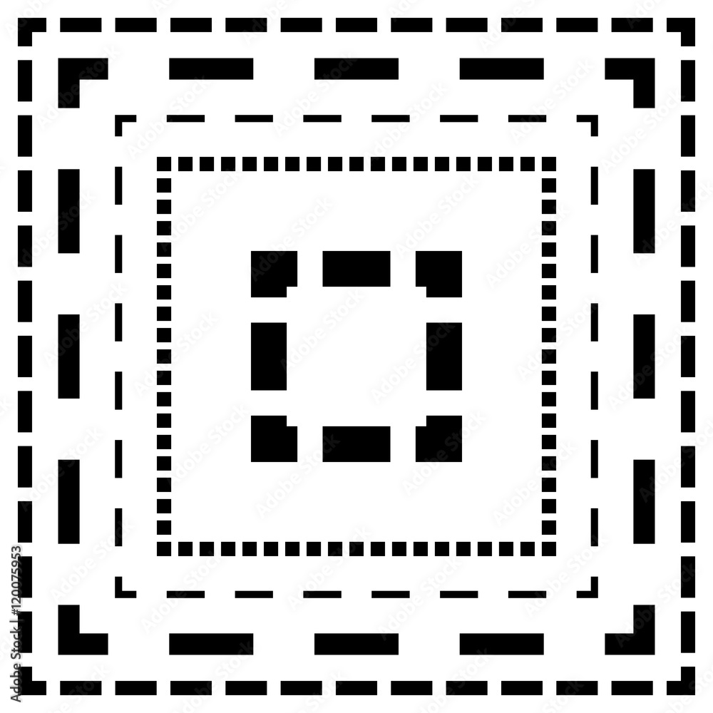 Poster Dashed line squares. Thin and thick lines. Cut lines, square cut