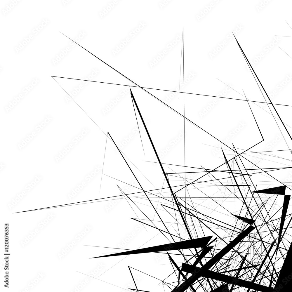 Poster Monochrome random chaotic edgy lines abstract artistic pattern