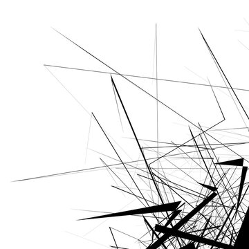 Monochrome random chaotic edgy lines abstract artistic pattern