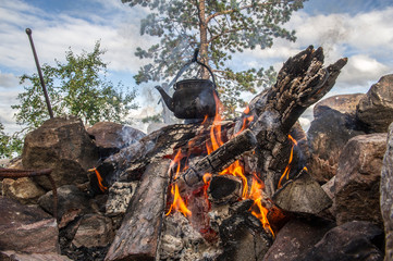 kettle on campfire 