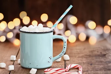 Abwaschbare Fototapete Schokolade Heißer Kakao mit Marshmallows