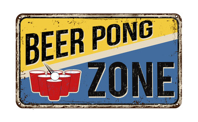 Fototapeta premium Beer pong zone vintage metal sign