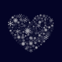 white heart and snowflakes. Heart of Snowflakes. Christmas