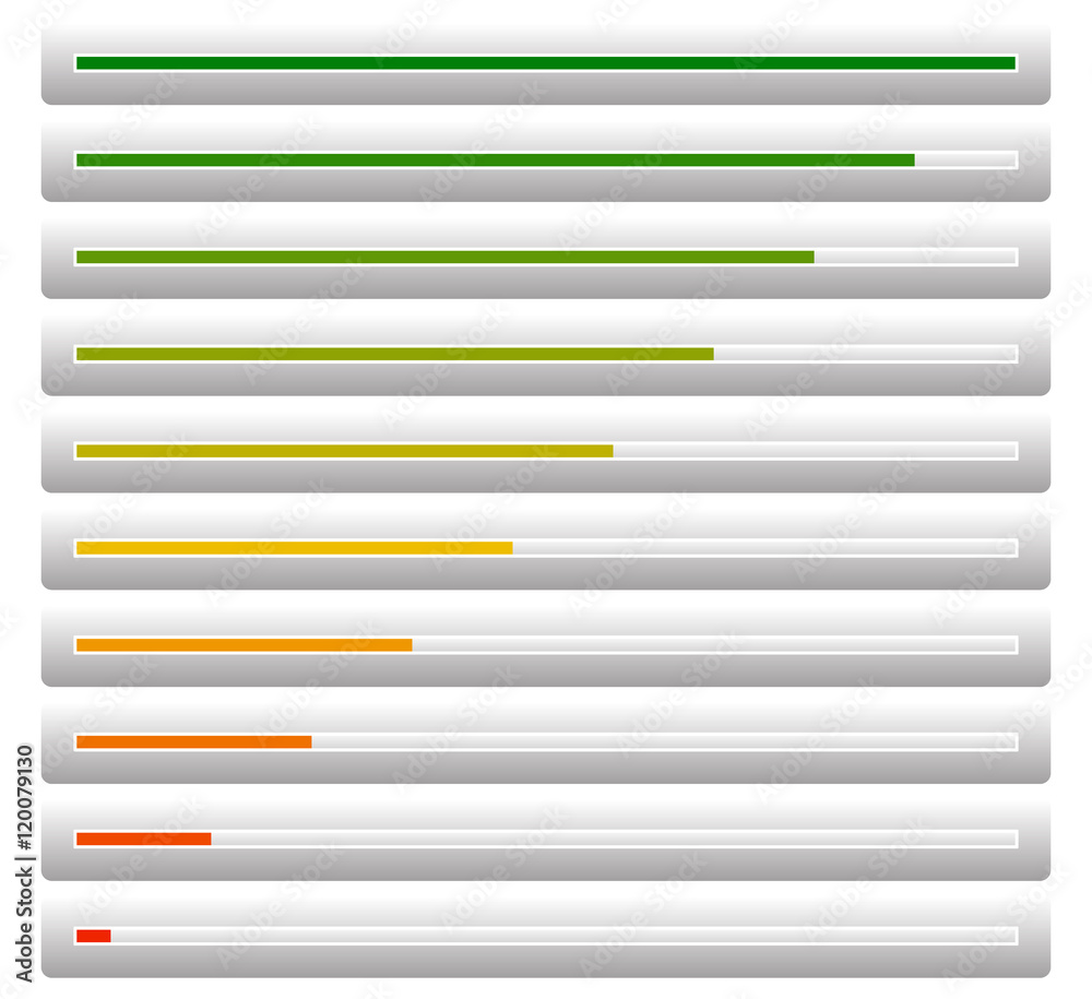 Poster progress, load bars from low to high - level, completion indicat
