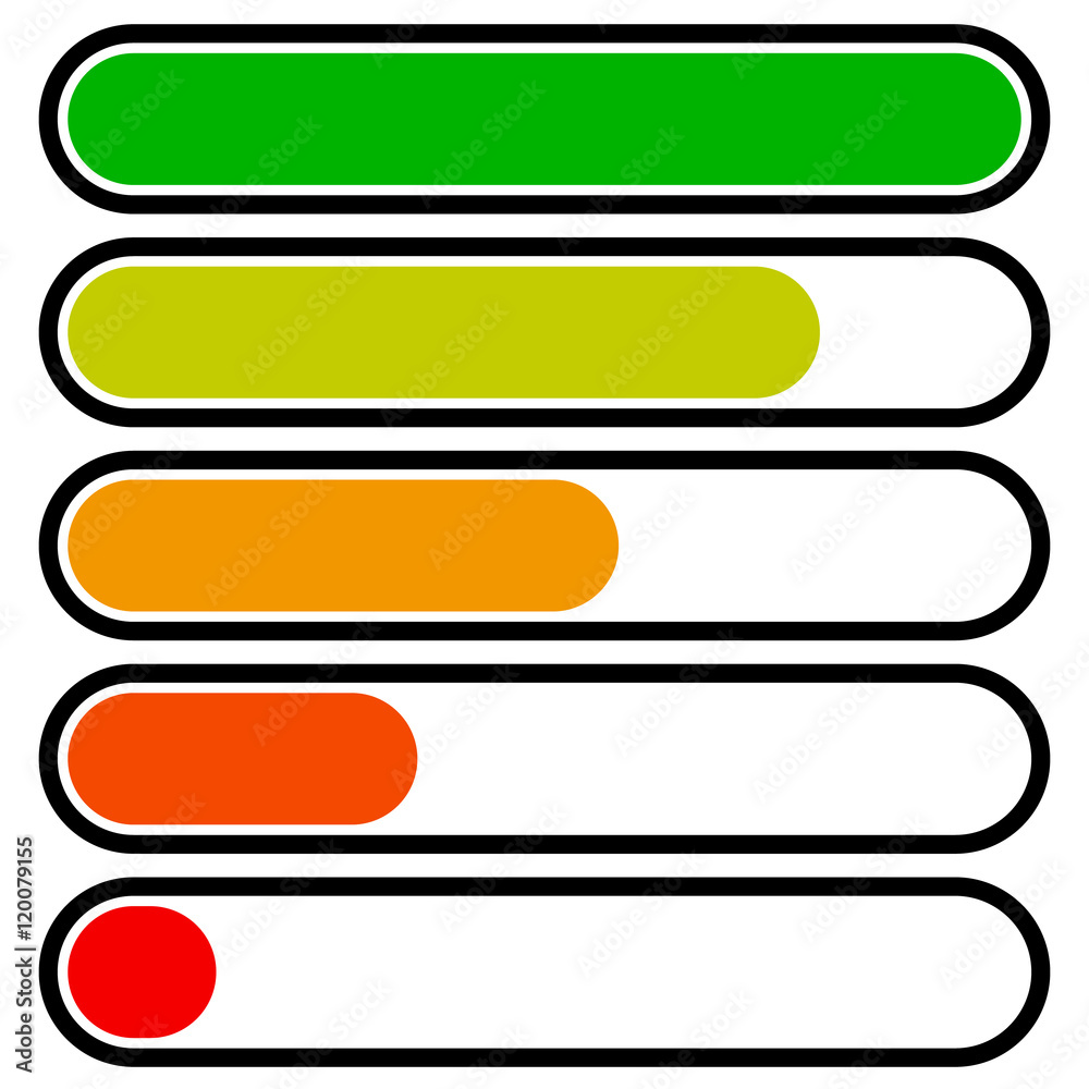 Aufkleber 5-step progress, load bars in sequence. step, phase, level, comp