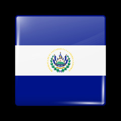 Flag of El Salvador. Glossy Icon Square Shape