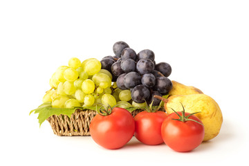 Naklejka na ściany i meble Fruits and vegetables isolated on white