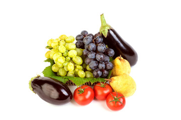Fruits and vegetables isolated on white