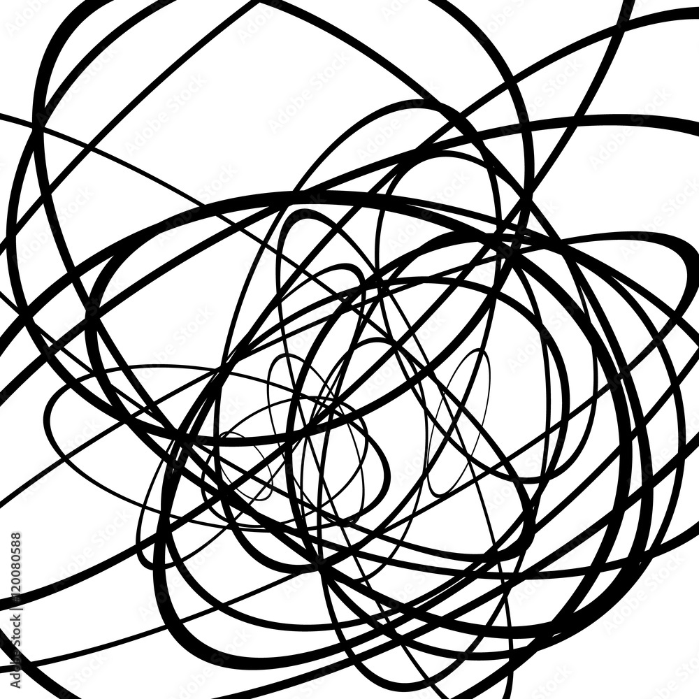 Poster random circles, ovals forming squiggly lines. abstract artistic